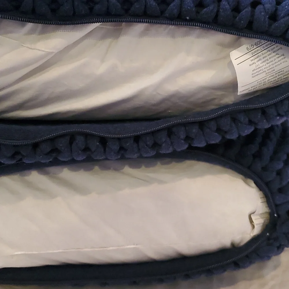 Crate&Barrel Holden Pillow Set of 2 Navy Wool Blend w/Crate&Barrel Inserts